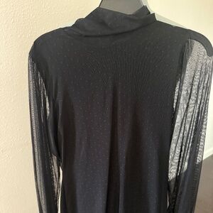 Sanctuary Top Women's Size Small Black Sheer Long Sleeve Mock Neck Blouse